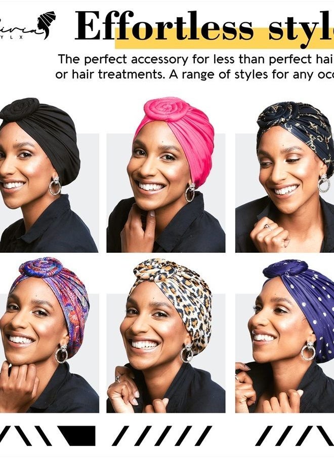 Olivia Sylx African Head Wrap - Pretied Turban Headwraps for Women - Stylish & Comfortable Fashion Hair Wrap, Scarf, Head Tie  - Image 3
