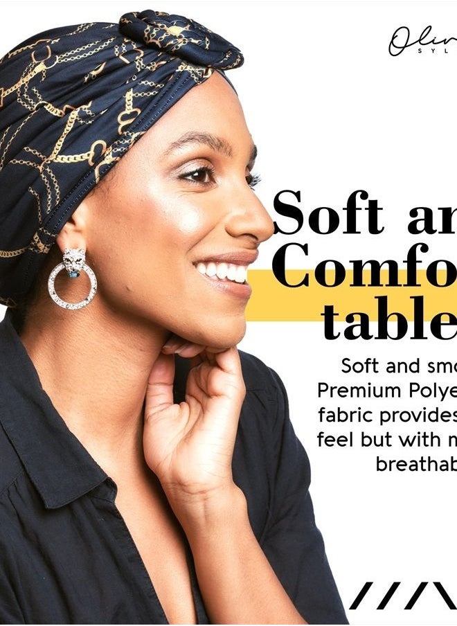 Olivia Sylx African Head Wrap - Pretied Turban Headwraps for Women - Stylish & Comfortable Fashion Hair Wrap, Scarf, Head Tie  - Image 5