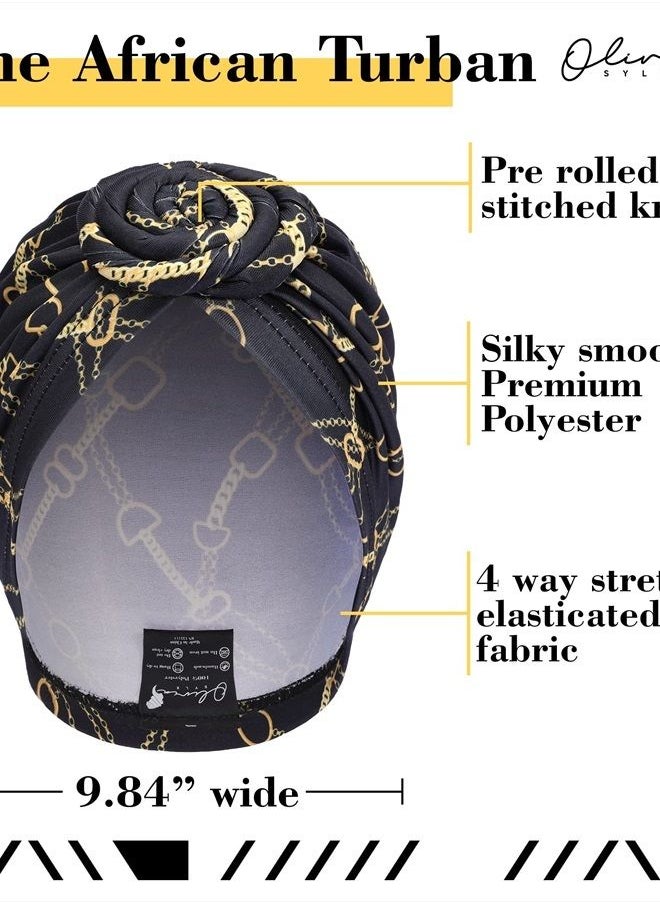 Olivia Sylx African Head Wrap - Pretied Turban Headwraps for Women - Stylish & Comfortable Fashion Hair Wrap, Scarf, Head Tie  - Image 4