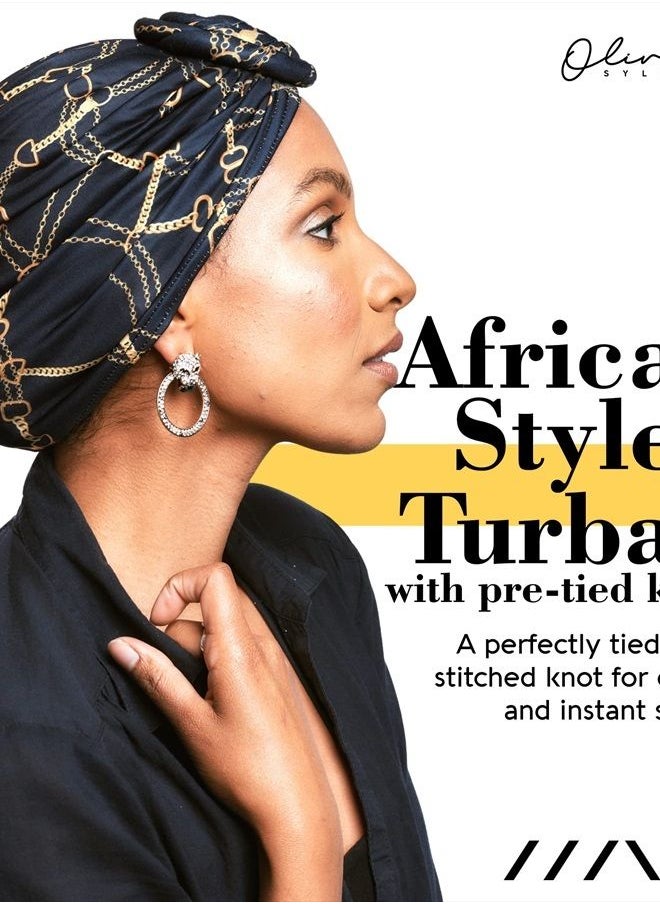 Olivia Sylx African Head Wrap - Pretied Turban Headwraps for Women - Stylish & Comfortable Fashion Hair Wrap, Scarf, Head Tie  - Image 2