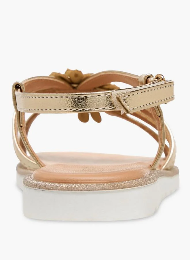 Celeste GOLD Girls Floral Embellished Sandals for Women | Best Price UAE