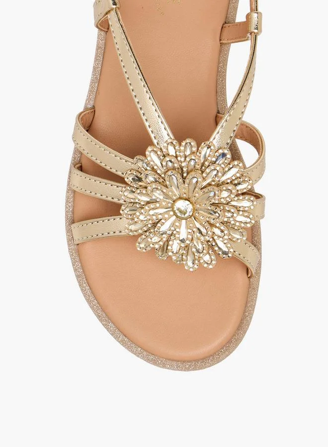 Celeste GOLD Girls Floral Embellished Sandals for Women | Best Price UAE