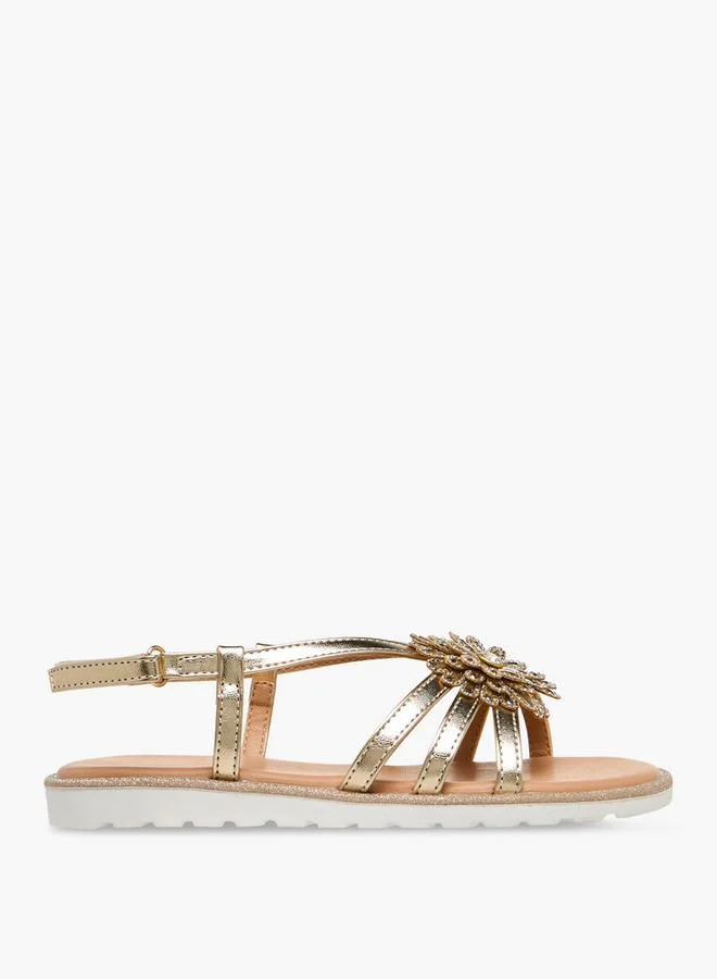 Celeste GOLD Girls Floral Embellished Sandals for Women | Best Price UAE