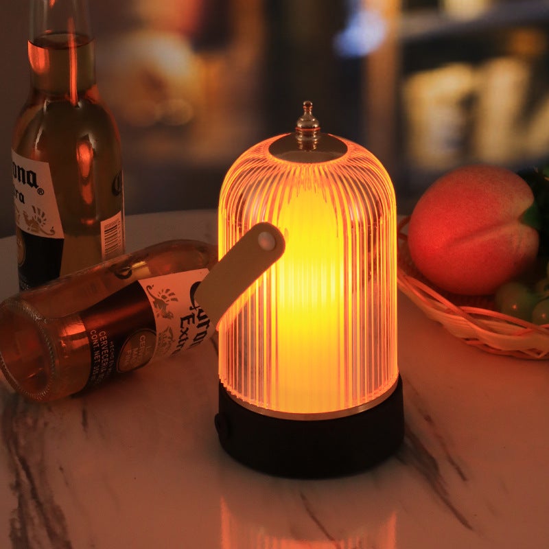 Cross-border hot led hotel bar table lamp desktop light night light creative restaurant clear bar table lamp simple table lamp(Bird Cage lamp + flame light + Charger) - Image 5