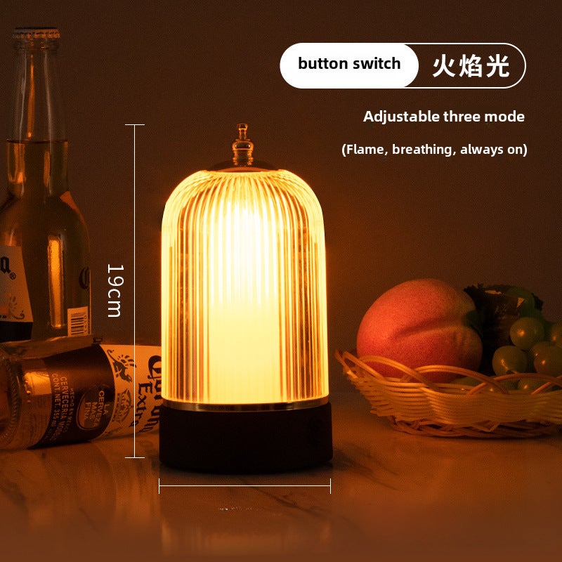 Cross-border hot led hotel bar table lamp desktop light night light creative restaurant clear bar table lamp simple table lamp(Bird Cage lamp + flame light + Charger) - Image 1