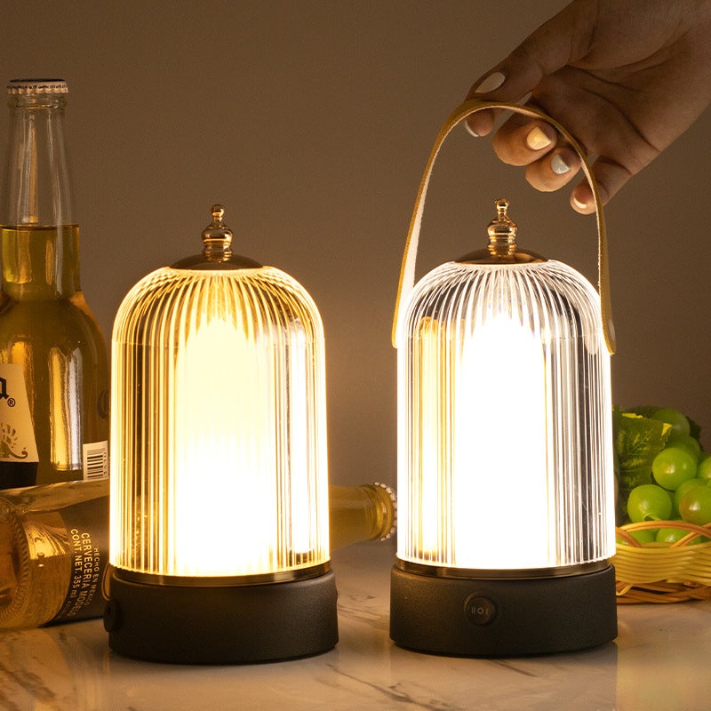 Cross-border hot led hotel bar table lamp desktop light night light creative restaurant clear bar table lamp simple table lamp(Bird Cage lamp + flame light + Charger) - Image 4