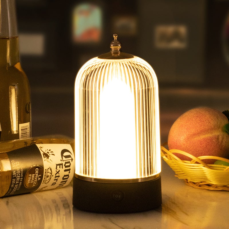 Cross-border hot led hotel bar table lamp desktop light night light creative restaurant clear bar table lamp simple table lamp(Bird Cage lamp + flame light + Charger) - Image 2