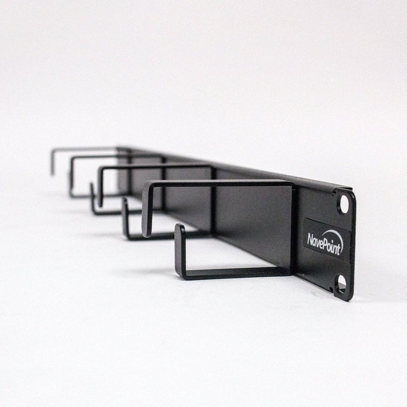 NavePoint 1U Horizontal 19-Inch Rack Mount Cable Management Panel with 4 D-Rings 2-Inches Deep Black - Image 4