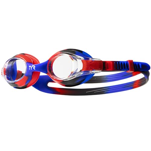 TYR Swimple Tie-Dye Kids' Swim Goggles - Non-Mirrored Swimming Goggles for Competitive Training and Recreation - Anti-Fog, UVA/UVB Protection, Watertight Seal - Clear/Blk - Image 5