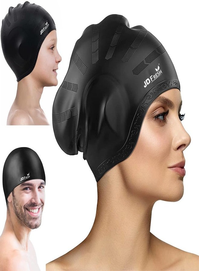 JD FRESH Multicolor Silicone Swimming Cap for Men & Women/Unisex Swim Caps/Keeps Hair Clean and Ears Protected/Caps for Long/Braided/Thick Hairs/Swimming Cap - Image 1
