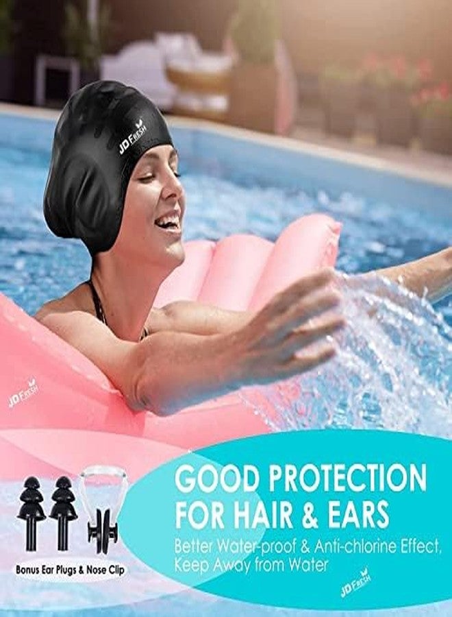 JD FRESH Multicolor Silicone Swimming Cap for Men & Women/Unisex Swim Caps/Keeps Hair Clean and Ears Protected/Caps for Long/Braided/Thick Hairs/Swimming Cap - Image 2