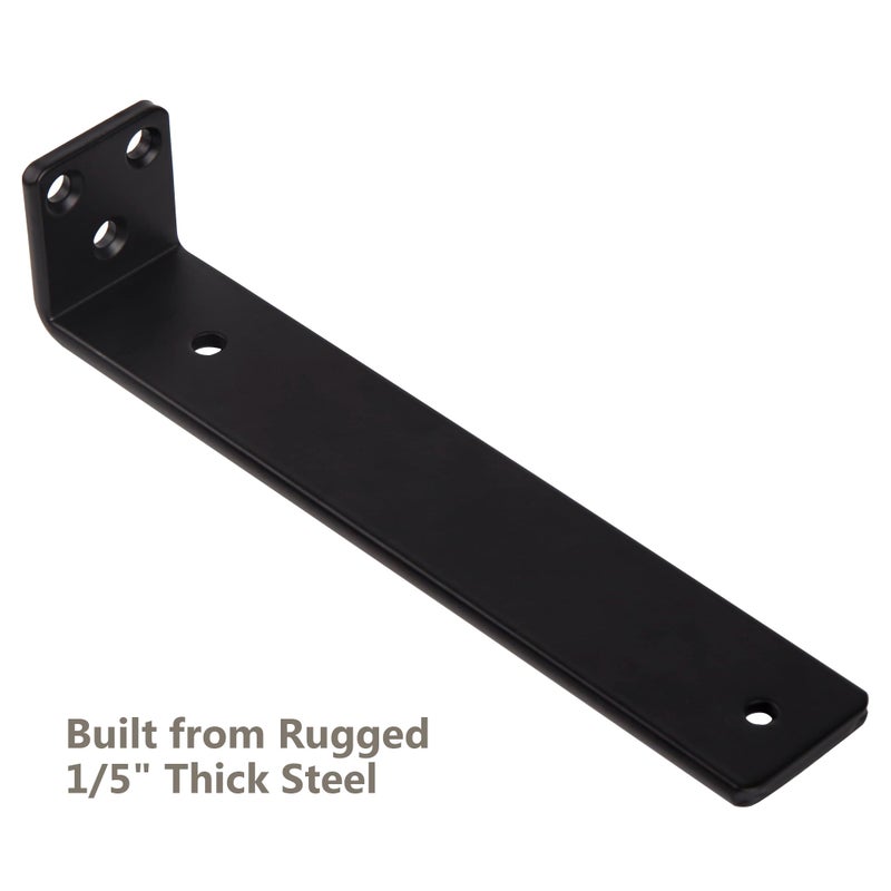 Neodrop 10 Inch Floating Shelf Brackets  Heavy Duty Hidden Bracket For Wall  Mantel  Bookshelves  Black Powder Coated Steel  6-Pack - Image 4