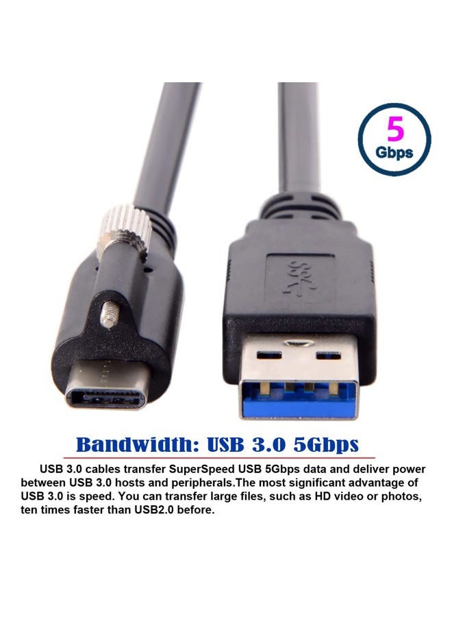 CY YC° Cable USB-C USB 3.1 Type-C Locking Connector to Standard USB3.0 Data Cable with Panel Mount Screw - Image 2