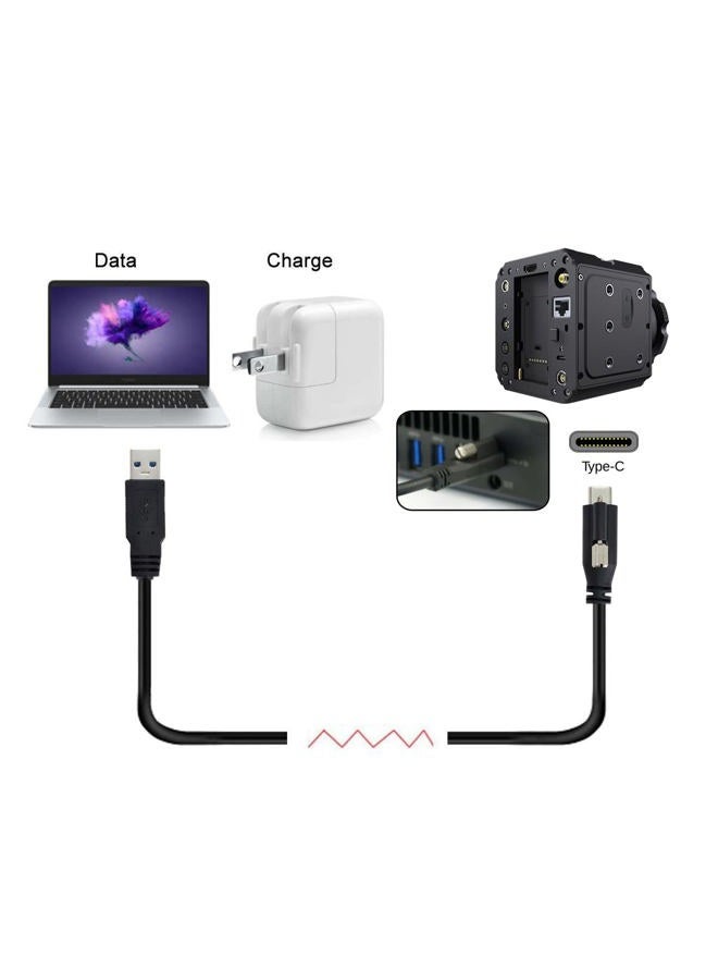 CY YC° Cable USB-C USB 3.1 Type-C Locking Connector to Standard USB3.0 Data Cable with Panel Mount Screw - Image 3