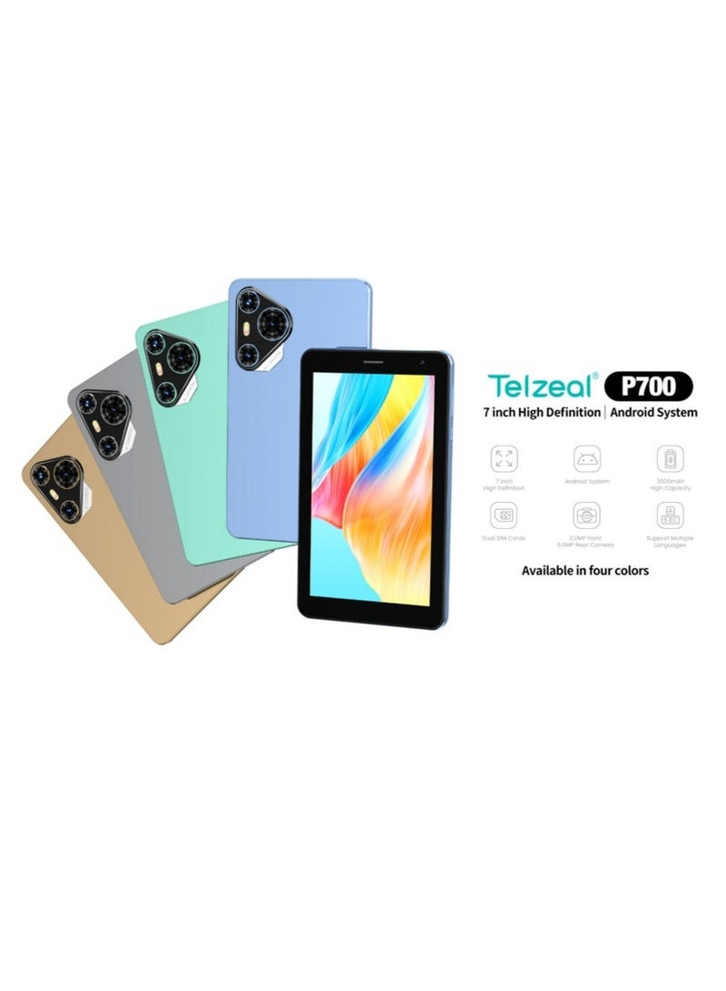 Telzeal P700 7-Inch Android Tablet with 5G Dual SIM Support – 6GB RAM + 256GB Storage, Compact HD Display, Quad-Core Processor, 3000mAh Battery, Front & Rear Cameras, Lightweight Slim Design, Ideal for Travel, Study & Entertainment – Stylish Grey Finish - Image 2