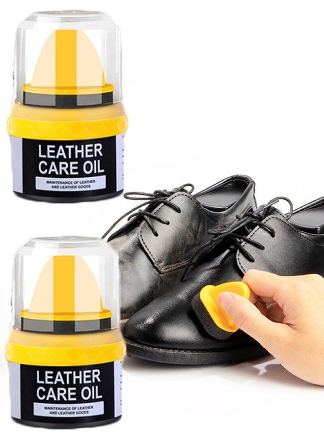2Pcs Leather Polish Cream Self Shine Black Shoe Polish with Applicator Shoe Cream Shoe Shine Sponge Kit Shoe Shiner for Leather Boots and Shoes Care Protects Leather from Scuffs and Scratches,Black 40g and colourless 40g - Image 1