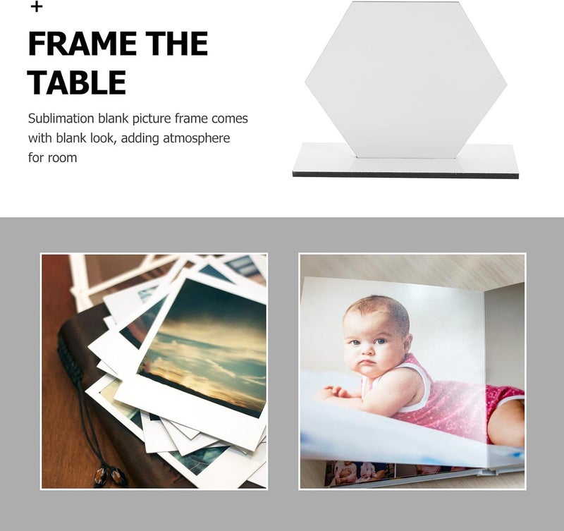 Hexagon Sublimation Picture Frame Blank DIY Photo Holder Table Centerpiece Decoration for Home and Office - Image 3