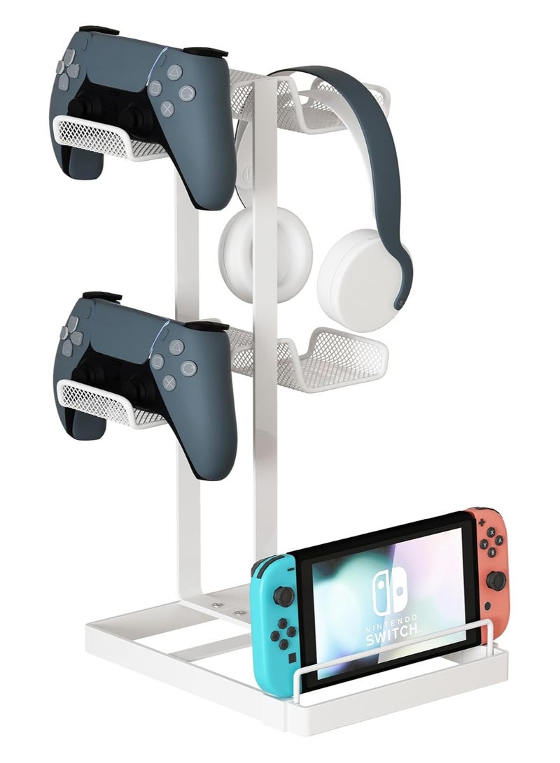 XICEN Universal Headphone Stand Compatible with Xbox PS5 PS4 Nintendo Switch, Controller Holder for Desk with Aluminum Supporting Bar, Universal Storage Organizer Headphones/Controller/Mobile Phone  - Image 1