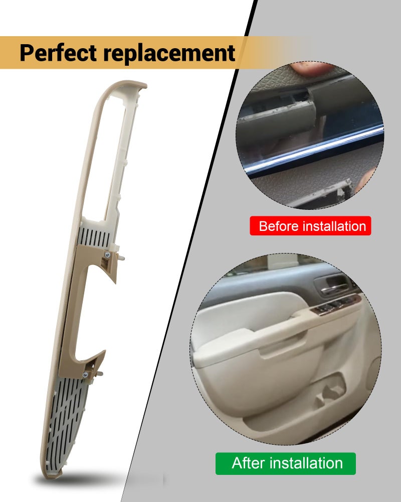 KILILOGE 80995 Front Driver Side Armrest Repair (Left) Compatible with GMC Sierra Yukon 2010-2014 for Chevrolet Chevy Silverado Suburban Tahoe Avalanche with Door Release Handle Above Armrest, Tan, 27in - Image 4