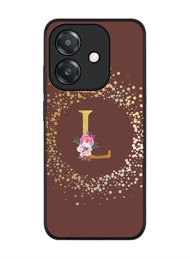 Stylizedd For Oppo A5i Case,Slim fit Camera Protection, Shockproof Thin Phone cover  - Custom Monogram Floral - L  (Brown )