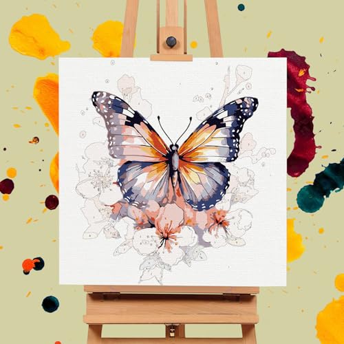 Offito Framed Paint by Numbers Kit for Adults Beginners & Kids Ages 8-12, Butterfly Flowers Acrylic Easy Paint by Number with Frame, Paint by Number Kits on Canvas Framed (10 * 10 Inch, without Easel) - Image 4