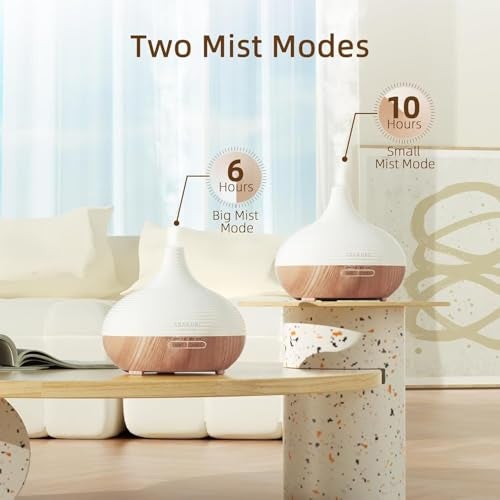 ASAKUKI 300ml Essential Oil Diffuser, Wood Grain Ultrasonic Aromatherapy Diffuser, Quiet Diffuser with 4 Timers, Auto Shut-Off & Colour-Changing LED for Home, Office, Yoga | Relaxation & Better Sleep - Image 4