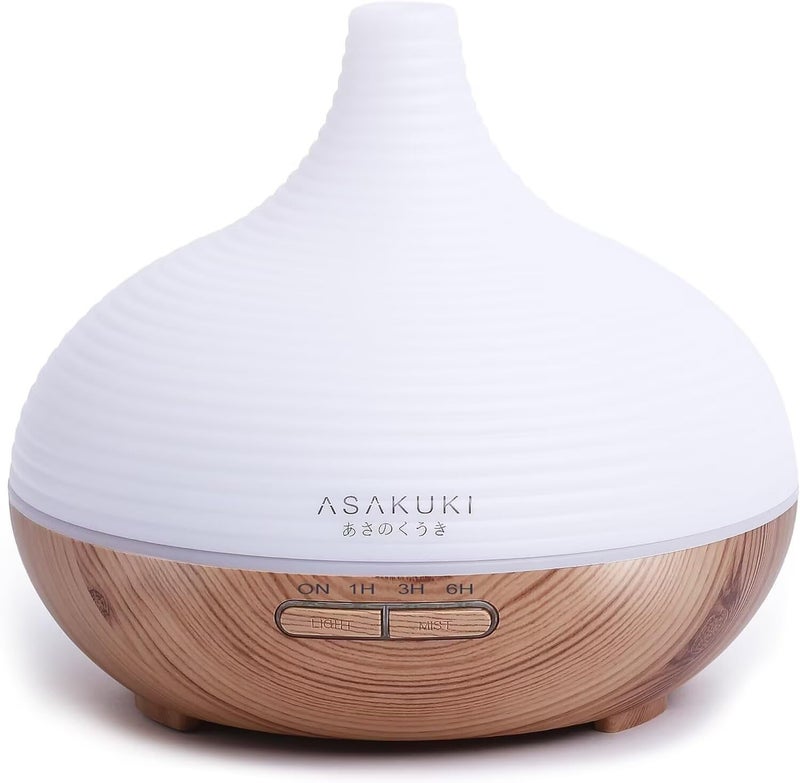 ASAKUKI 300ml Essential Oil Diffuser, Wood Grain Ultrasonic Aromatherapy Diffuser, Quiet Diffuser with 4 Timers, Auto Shut-Off & Colour-Changing LED for Home, Office, Yoga | Relaxation & Better Sleep - Image 1