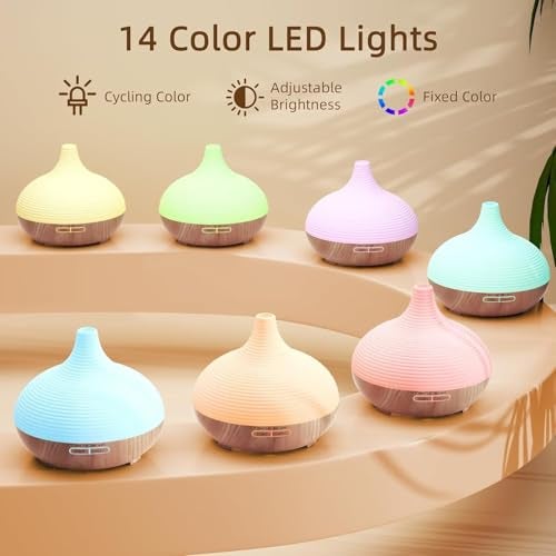 ASAKUKI 300ml Essential Oil Diffuser, Wood Grain Ultrasonic Aromatherapy Diffuser, Quiet Diffuser with 4 Timers, Auto Shut-Off & Colour-Changing LED for Home, Office, Yoga | Relaxation & Better Sleep - Image 3