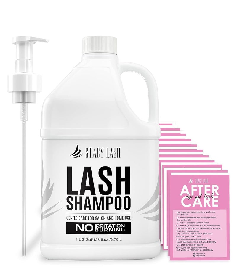 شامبو تمديد الرموش STACY LASH 1 جال أمريكي 128 أونصة سائلة 378 لتر منظف رغوي للجفون غسيل آمن للتمديدات رموش طبيعية مستلزمات للاستخدام المهني والاستخدام المنزلي 50 بطاقة للعناية بعد الاستخدام