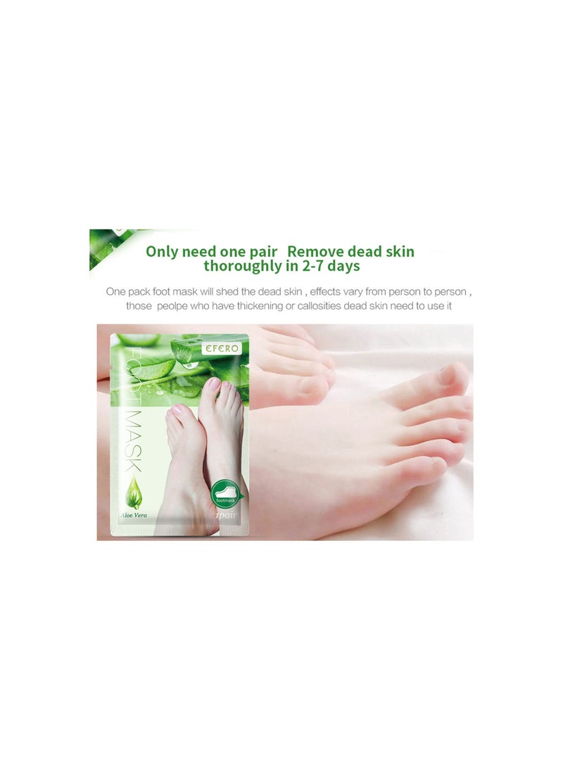 Y&D - Foot Peel Mask Natural Aloe Vera Gel Mask for Hard Skin Exfoliating Feet Peeling Socks Callus Remover Care Skin Women Men (Aloe Vera)(3Pcs) - Image 1
