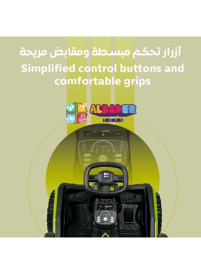البدر دباب كهربائي أطفال 12 فولت بتصميم رياضي، لعبة ركوب للأطفال بمحركين وبطارية قابلة للشحن، مزود بإضاءة LED وموسيقى وبلوتوث وحزام أمان، مناسب للبنين والبنات من 3 إلى 12 سنة، أخضر - Image 4