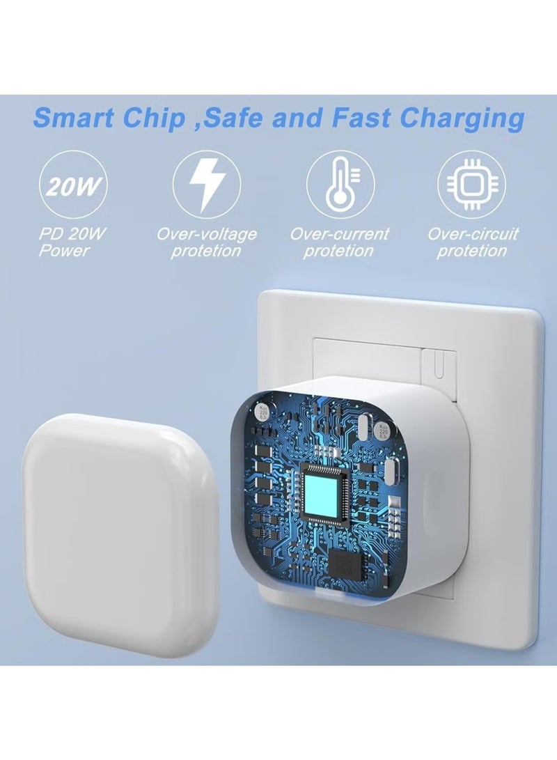 iPhone 20W Fast Charger | USB C Wall Fast Charger with USB C to Lightning Cable Compatible with iPhone 14/14 Pro/14 Pro Max/13/12/SE2020/11/XR/XS Max/X/iPad