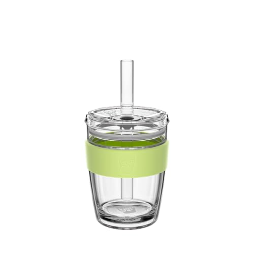 KeepCup Cold Cup Longplay Double wall Glass Ice Coffee Tumbler with Lid and Straw 12oz 340ml Chartreuse Green - Image 1