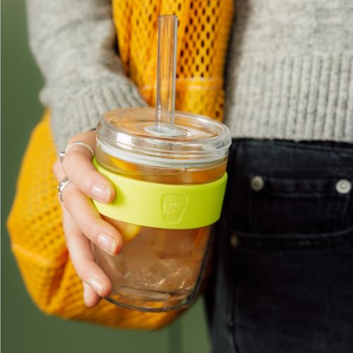 KeepCup Cold Cup Longplay Double wall Glass Ice Coffee Tumbler with Lid and Straw 12oz 340ml Chartreuse Green - Image 3