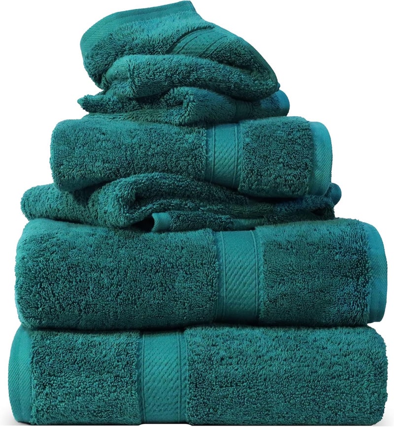 سوبيريور مجموعة مناشف 900GSM 6 قطع TL، 6 قطع، لون أزرق مخضر - Image 1