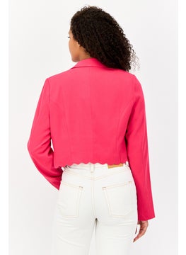 Miss Selfridge Women Regular Fit Solid Semi Formal Blazer, Pinnk  - Image 2