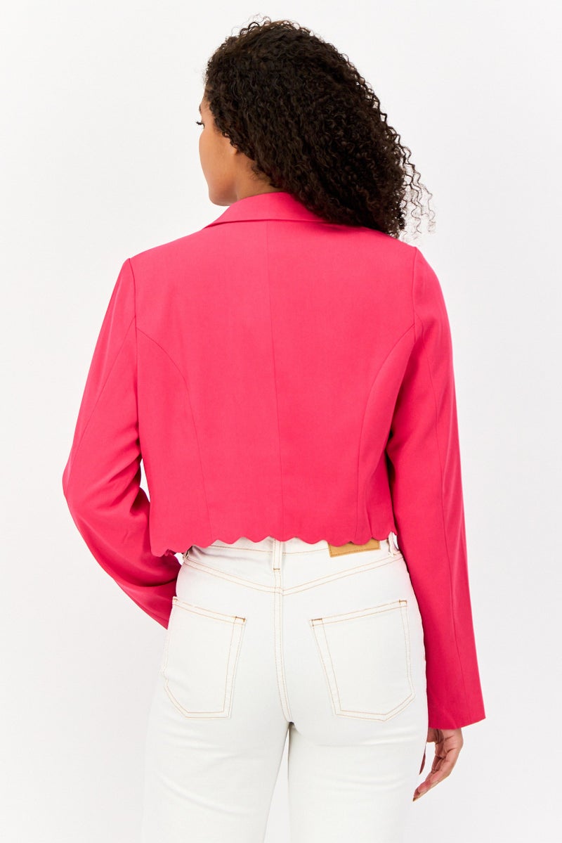 Miss Selfridge Women Regular Fit Solid Semi Formal Blazer, Pinnk - Image 2