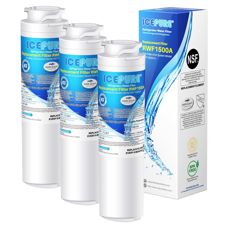 ICEPURE MSWF Refrigerator Water Filter Compatible with GE MSWF SmartWater 101820A 101821B RWF1500A 3 PACK