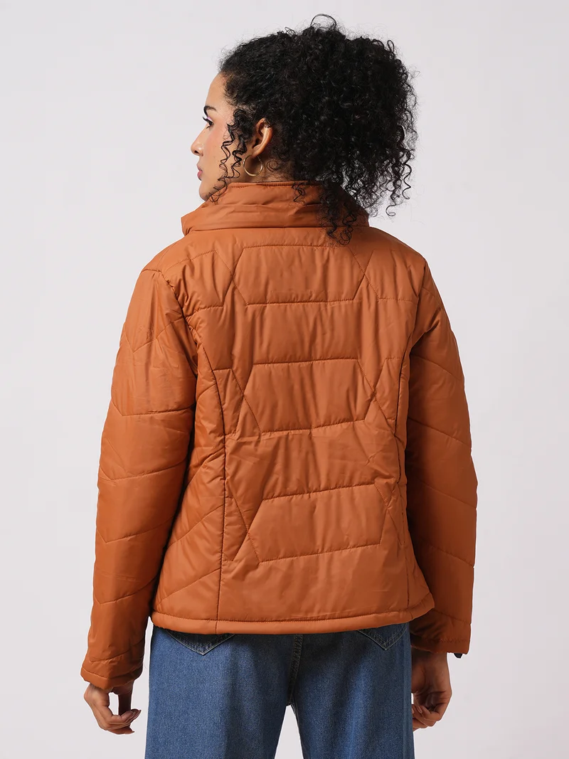 globus Women Hooded Solid Casual Quilted Reversible Jacket