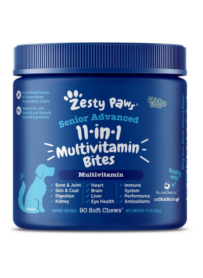 Zesty Paws - Senior Dog Multivitamin Treats  Glucosamine For Dogs + Digestive Enzymes & Probiotics  Grain Free Dog Vitamins For Skin & Coat + Immune Health Chicken  Advanced  90Ct - Image 1
