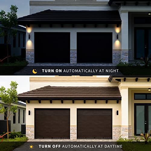mirrea Modern Outdoor Porch Light Patio Light in 2 Lights Dusk to Dawn Photocell Sensor with Matte Black Aluminum Rectangular Tube and Tempered Glass Cover Waterproof Wall Sconce 2 Pack - Image 4