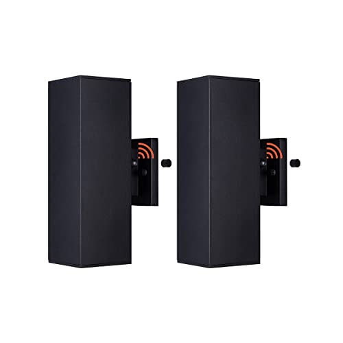 mirrea Modern Outdoor Porch Light Patio Light in 2 Lights Dusk to Dawn Photocell Sensor with Matte Black Aluminum Rectangular Tube and Tempered Glass Cover Waterproof Wall Sconce 2 Pack - Image 1
