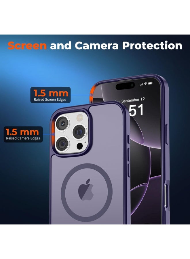 أكاليكس جراب مغناطيسي لهاتف آيفون 16 برو ماكس [مقاوم للصدمات ونحيف]، غطاء خلفي صلب غير لامع مع حماية عالية الجودة |أرجواني غامق - Image 4