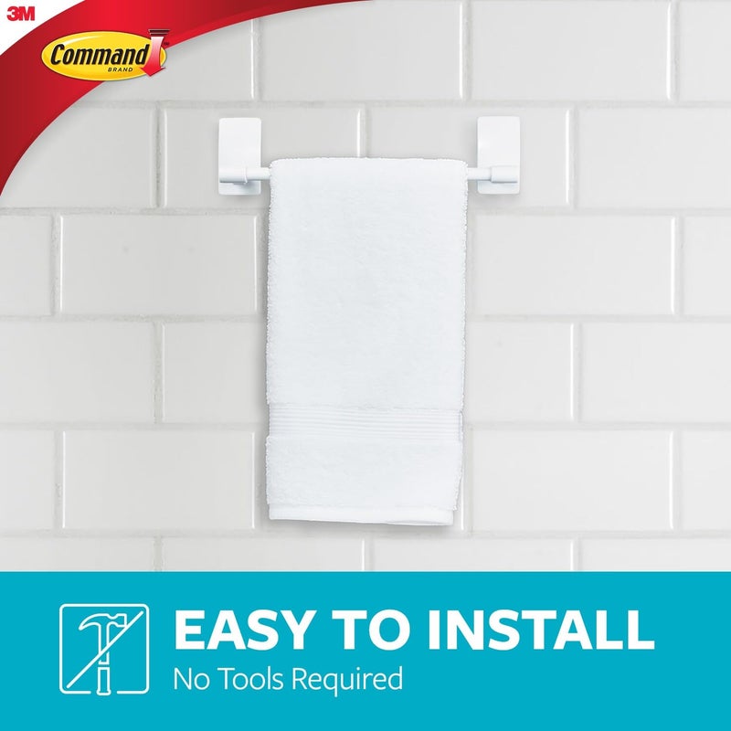 Command Hand Towel Bar Matte Black with Water Resistant Strips, Bathroom Decor, 9 in Bar Length Holds up to 3 lbs - Image 2