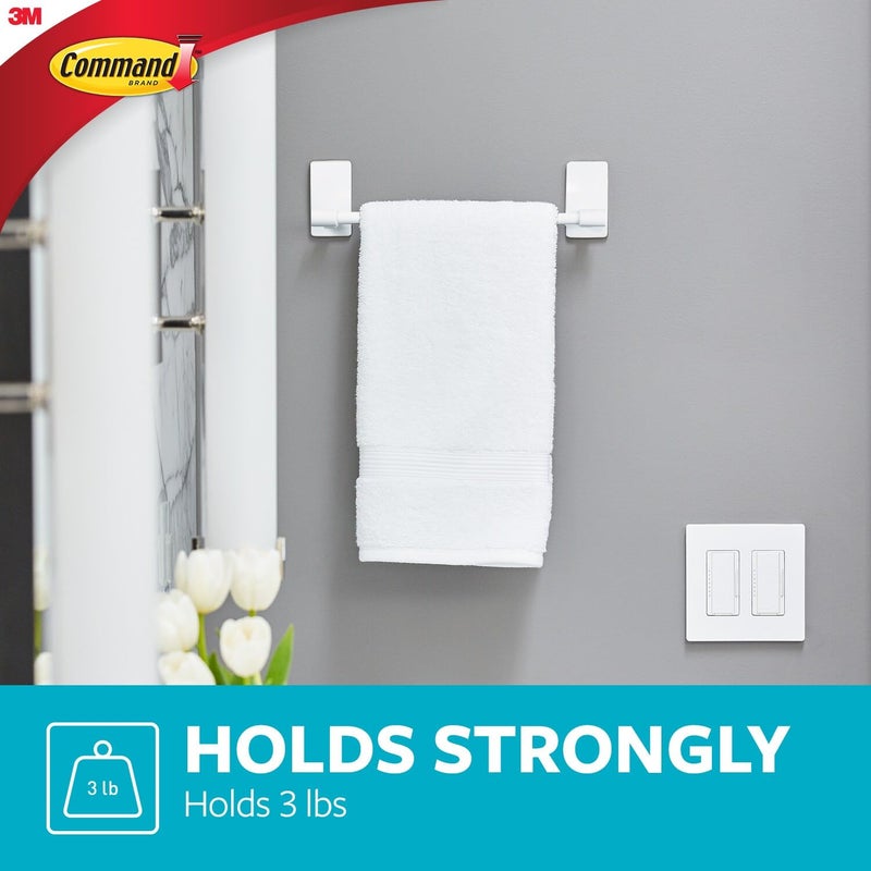 Command Hand Towel Bar Matte Black with Water Resistant Strips, Bathroom Decor, 9 in Bar Length Holds up to 3 lbs - Image 1