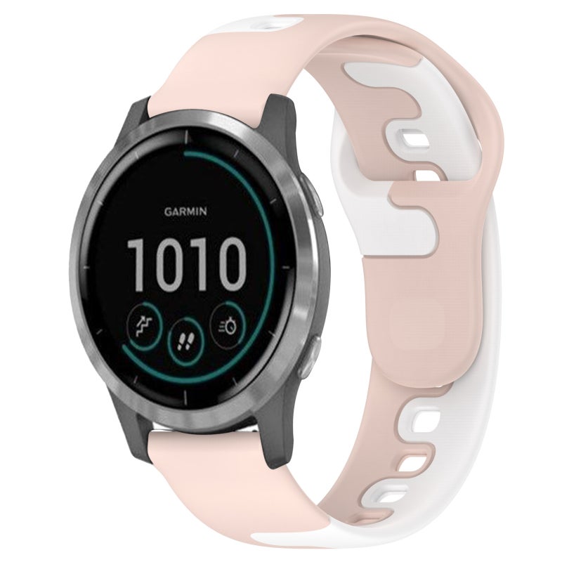 S-TOP For Garmin Venu 3 22mm Double Color Silicone Watch Band(Pink+White) - Image 1