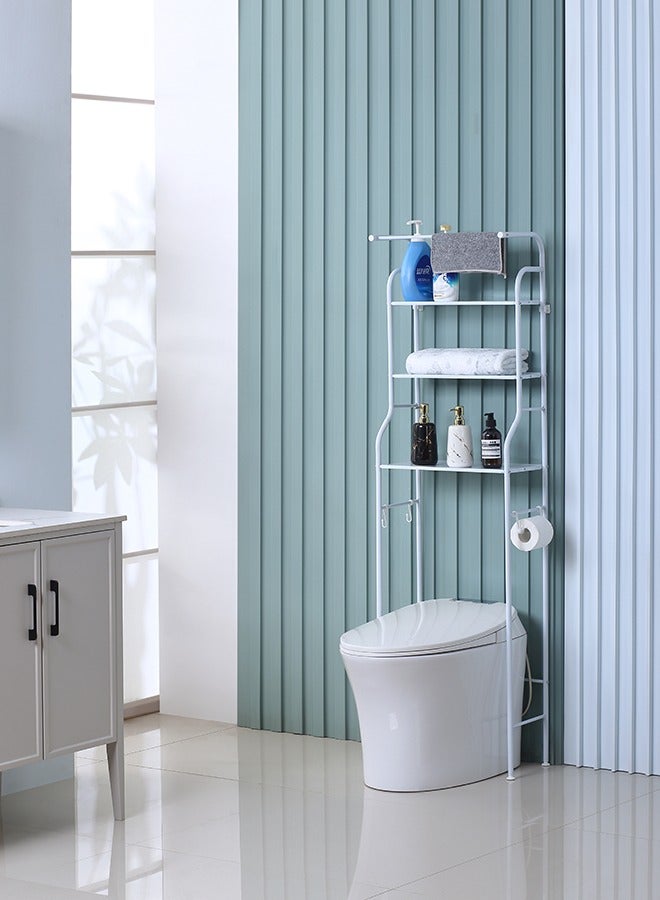 LAWAZIM Upgraded Toilet Rack With Towel 25x47x163cm | Toilet Shelf Bathroom Shelves Over Toilet, Above Toilet Storage Rack Bathroom Space Saver, Freestanding Space Saver Toilet Stands with 2 Hooks. - Image 2