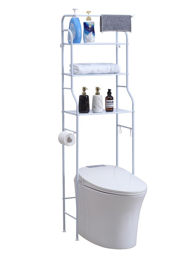 LAWAZIM Upgraded Toilet Rack With Towel 25x47x163cm | Toilet Shelf Bathroom Shelves Over Toilet, Above Toilet Storage Rack Bathroom Space Saver, Freestanding Space Saver Toilet Stands with 2 Hooks. - Image 3
