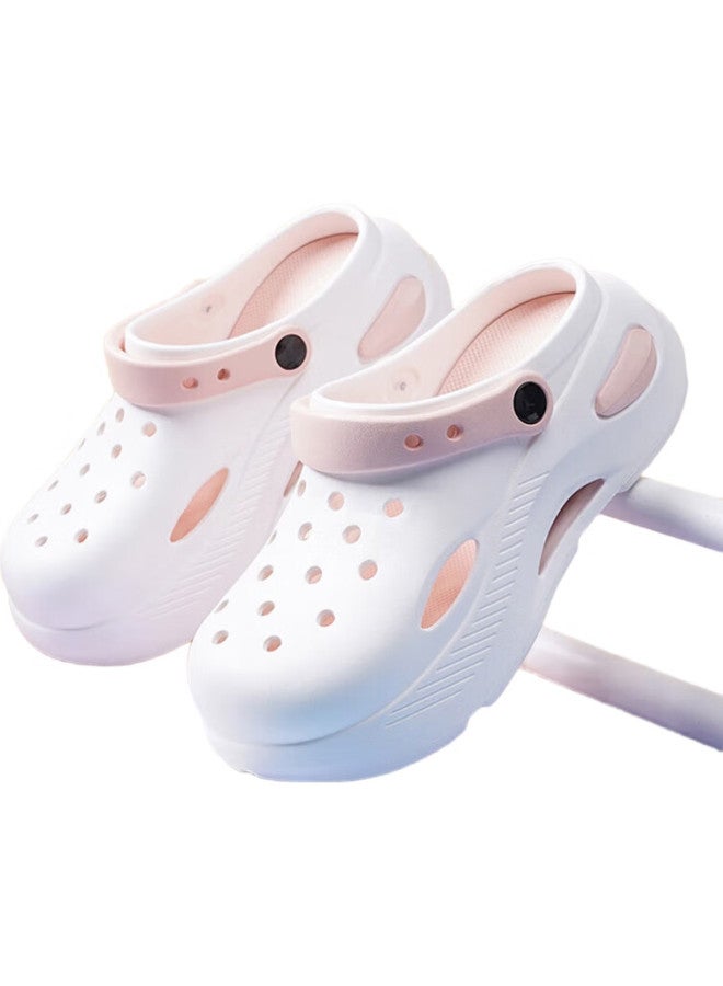 CARTELO Crocodile Perforated Shoes, Women'S Summer Sandals, Casual Slippers, Garden Dual-Use Beach Sandals For Women, 1463 White-Pink, Size 37-38 - Image 2