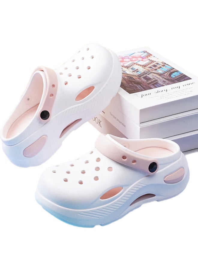 CARTELO Crocodile Perforated Shoes, Women'S Summer Sandals, Casual Slippers, Garden Dual-Use Beach Sandals For Women, 1463 White-Pink, Size 37-38 - Image 1